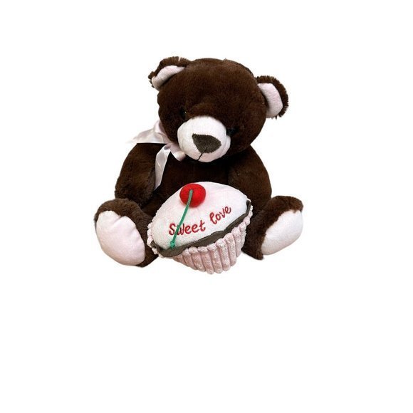 Burton &‎ Burton Brown Bear Plush Sweet Love Cupcake Sits 11" Stuffed Animal - Picture 1 of 8